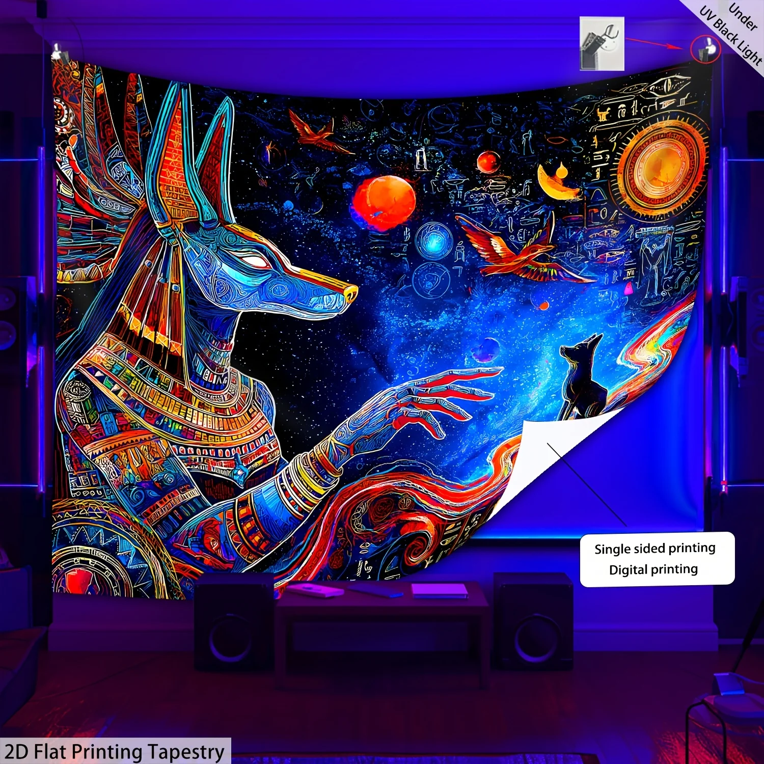 Bohemian Cosmic Galaxy Tapestry Boho Wall Hanging Space Art Print Mural Decor Psychedelic Zodiac Chakra Spiritual Decor for Livi