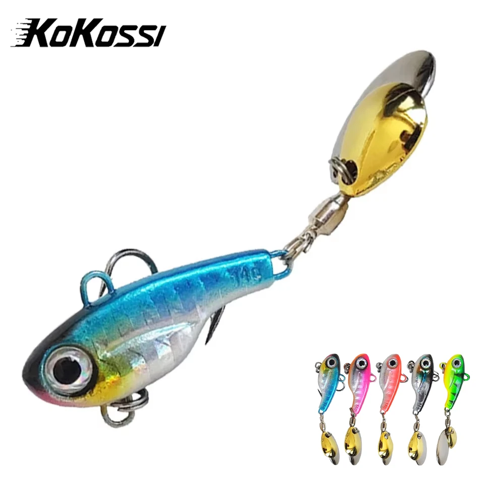 KoKossi 1Pcs 14/17/20g Vib Bait New Rotating Sequin Thorn Vibration Double Sequin Lure Artificial Simulation Fishing Metal Bait