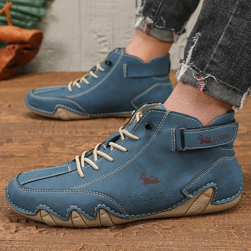 

Black Women's Comfortable Men's High Top Sports Shoes Durable PU Leather Casual Wear 2025 New Brand Fashionable High Top Design