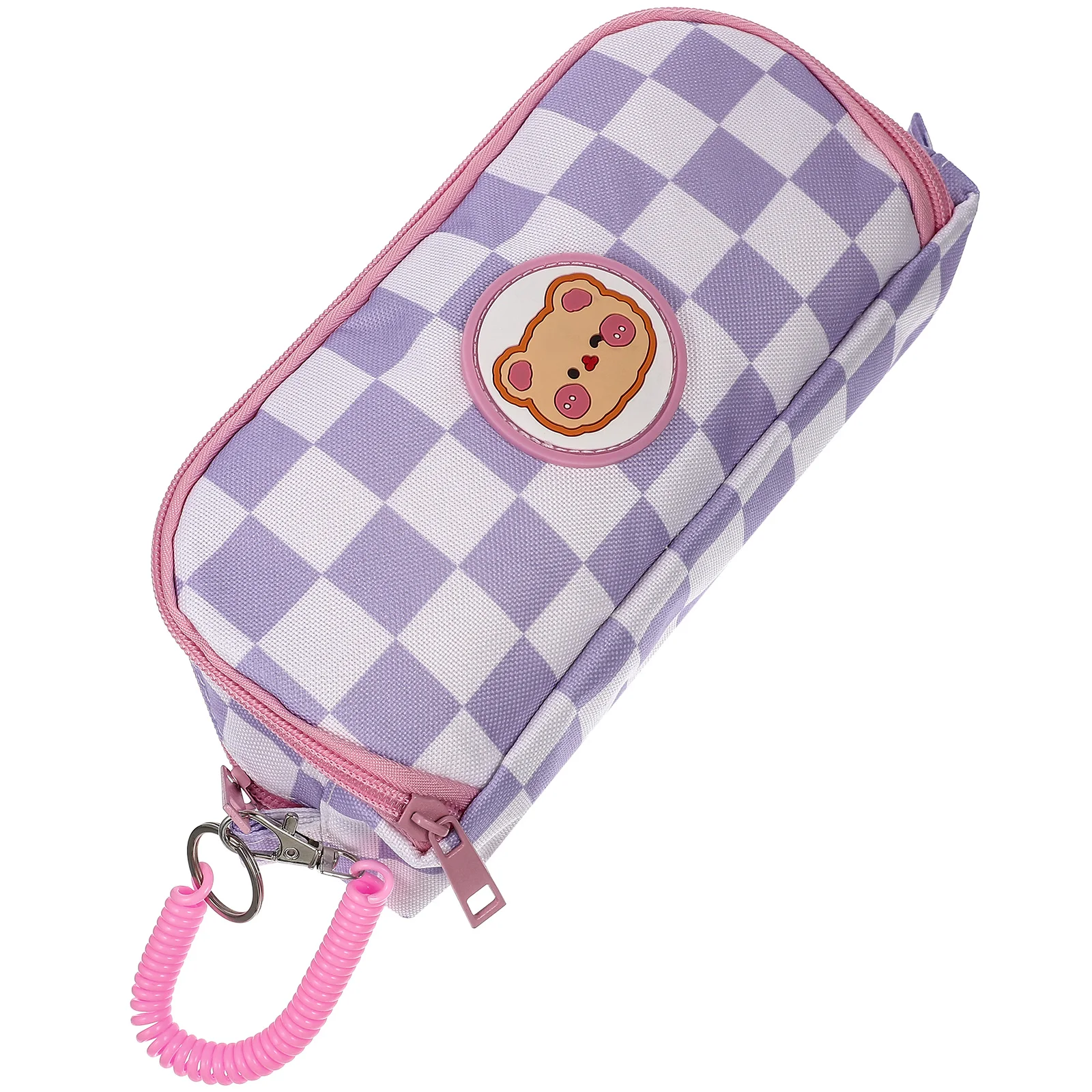 

Checkerboard Pencil Bag Large Capacity Storage School Supplies Zipper Design Lightweight Reliable Material Long Time Use