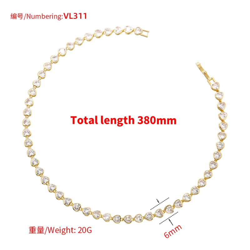 ZHUKOU heart cz stones necklaces for women heart women bracelets water drop necklaces for lady Summer Jewelry wholesale VL311