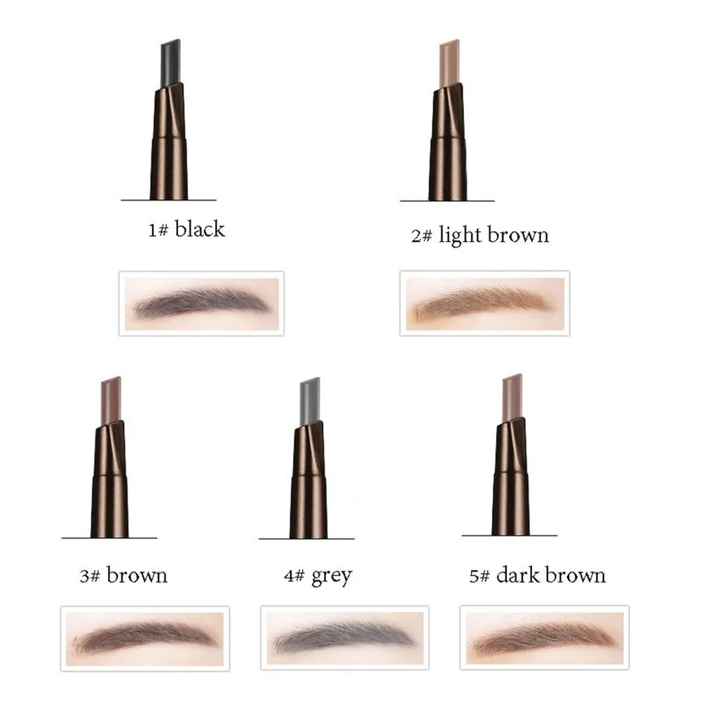 Lápis de sobrancelha com pincel de spoolie marrom escuro, Premium Eye Brow Longwearing for Perfect Brows, impermeável