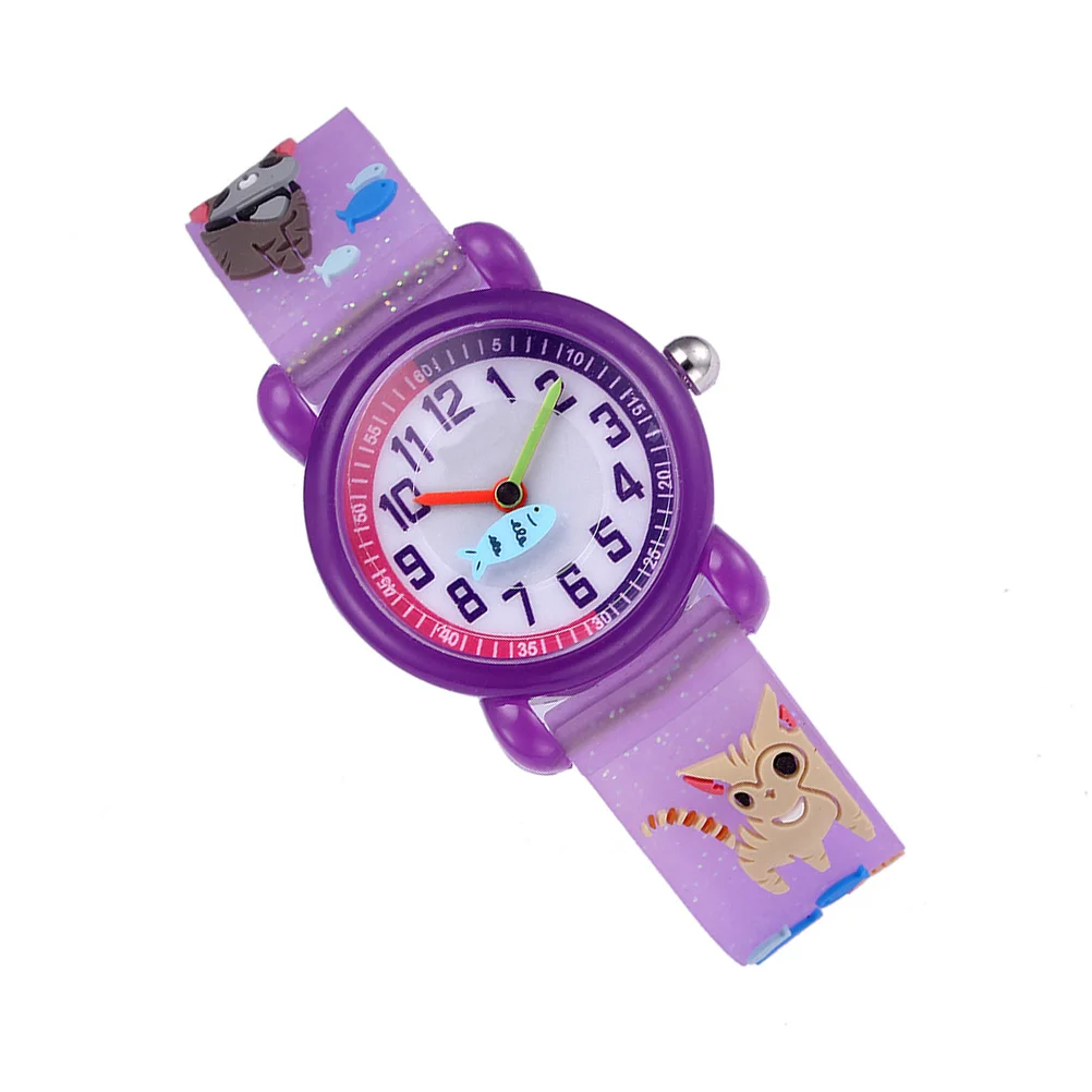Cartoon Kitty Purple Cartoon Watch Creative Quartz Wristwatch for Lovely Cat Watch Cute Gift for