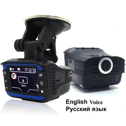  Car DVR Recorder Rad Detector VGR 2 in 1 Dash Cam Recorder HD 720P G-sensor Video Registrator Detector Russian or english Voice