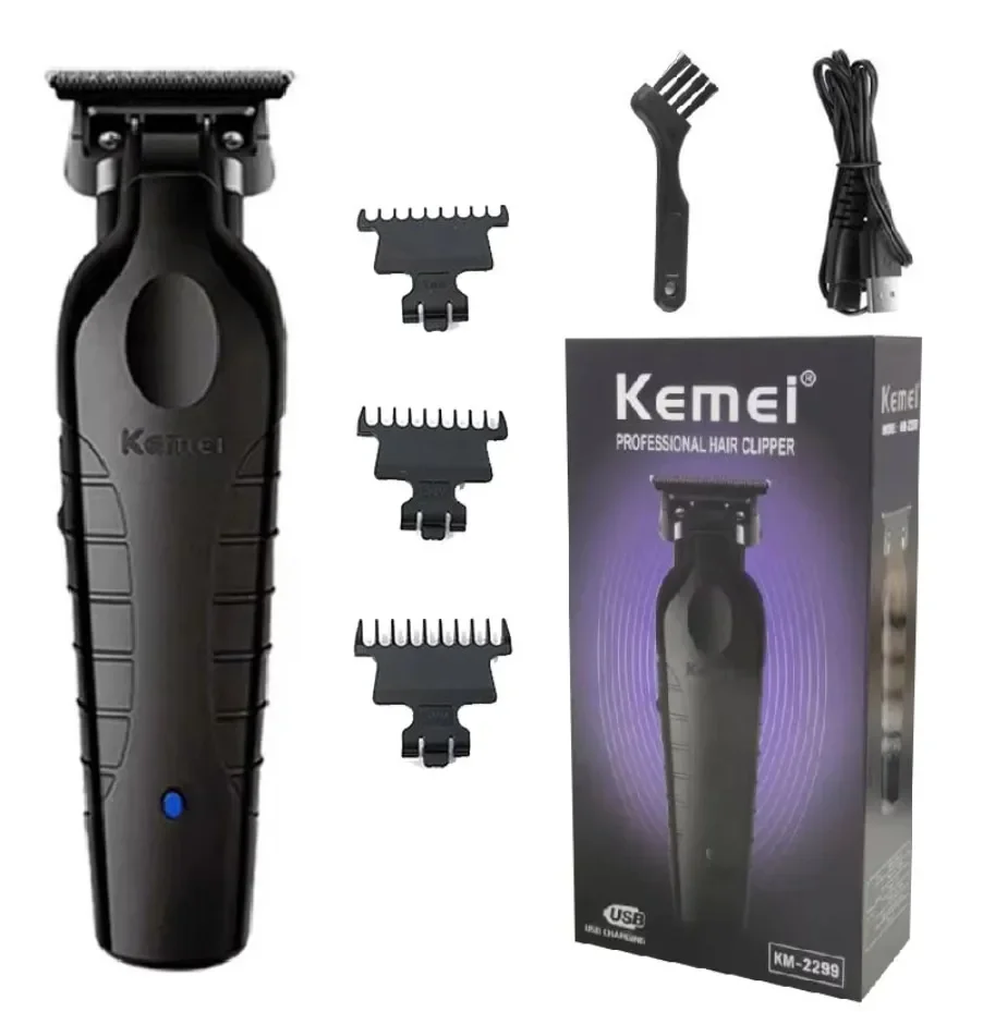 Kemei Zwarte Tondeuse Voor Mannen Draadloze Tondeuse Voor Haar Knippen Professionele Kapper Tondeuse Usb Oplaadbaar Draadloos Haar