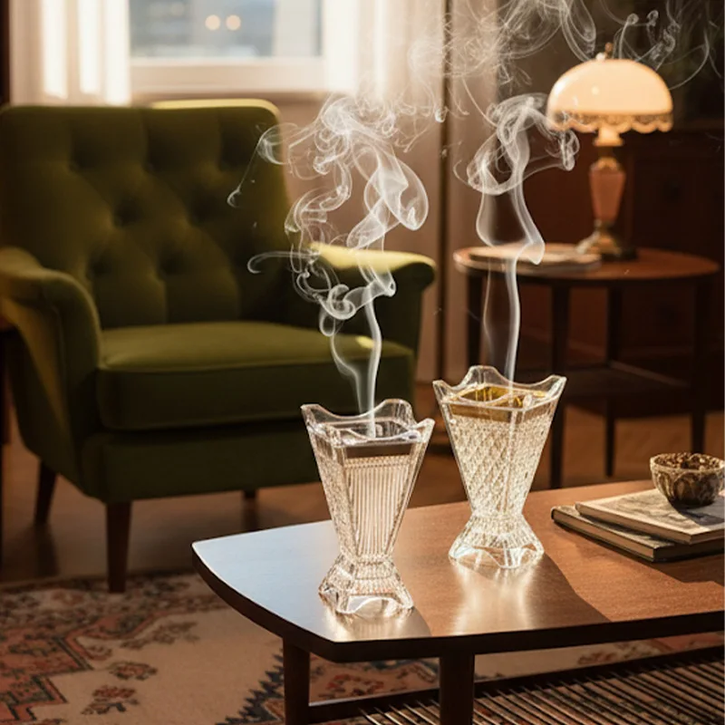 Nordic Ironwork Crystal Glass Four-Corner Aroma Diffuse Candlestick Romantic Ornaments Wedding Centerpieces For Table Photo Prop