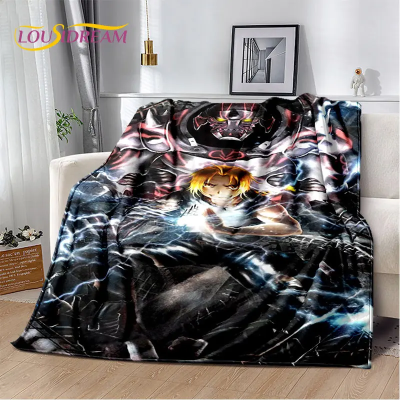 Anime Fullmetal Alchemist Cartoon Soft Plush Blanket,Flannel Blanket Throw Blanket for Living Room Bedroom Bed Sofa Picnic Cover