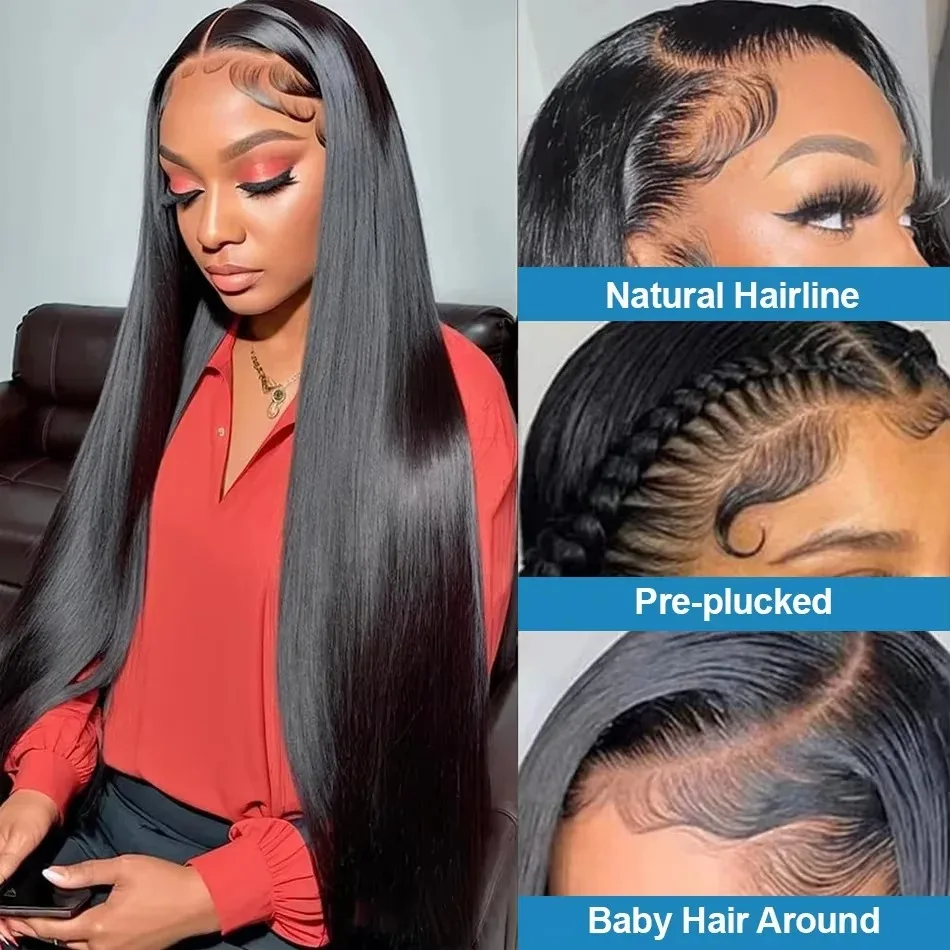 natural hair wigs for black women straigth 200 Density 13X6 HD Lace Frontal Wig 13x4 Transparent Bone Straigh Lace Frontal Human