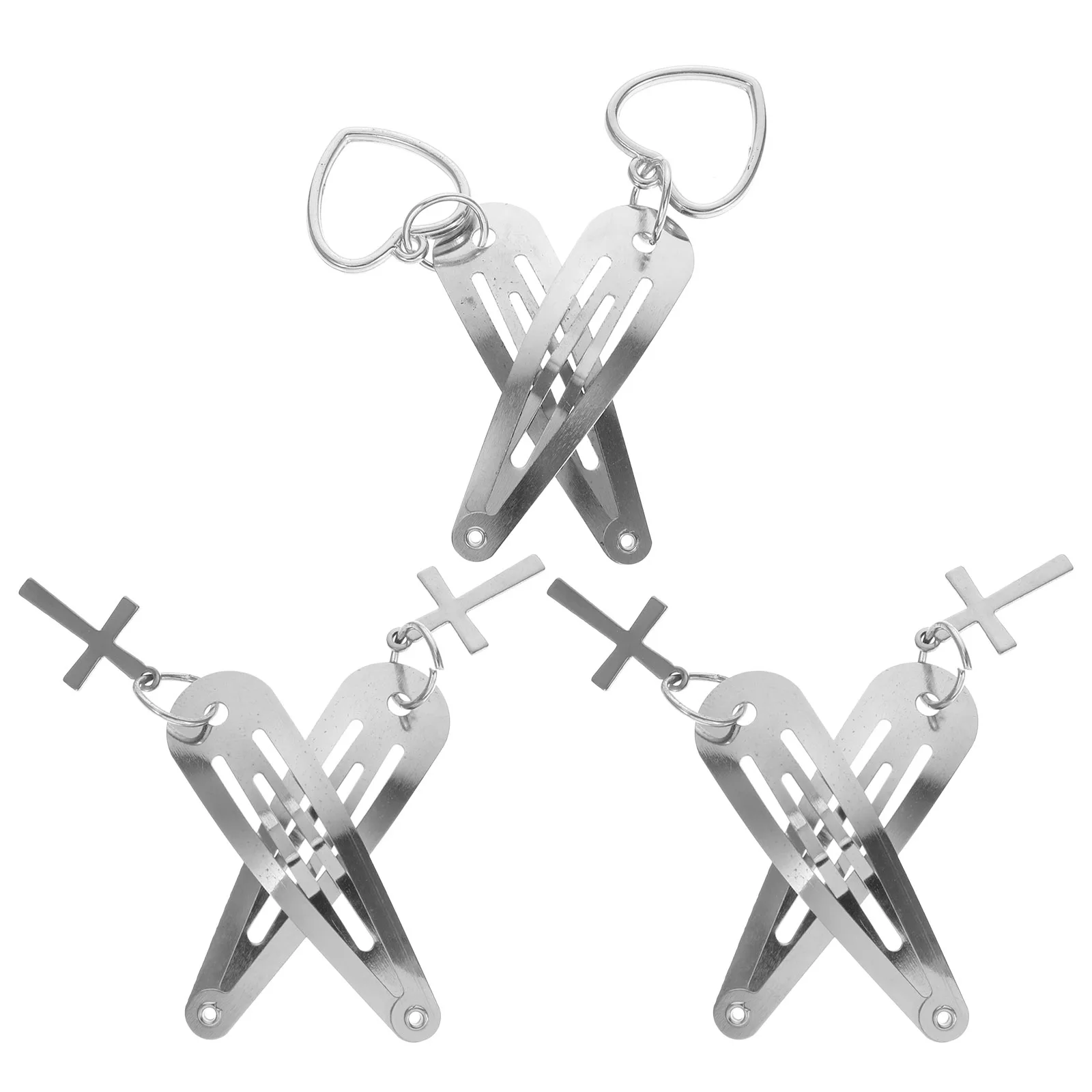 

6 pcs Silver Hair Snap Hair Clips For Women Clips Cross Barrettes Decorative Metal Accessories Daily Use Women Girls Hairstyle