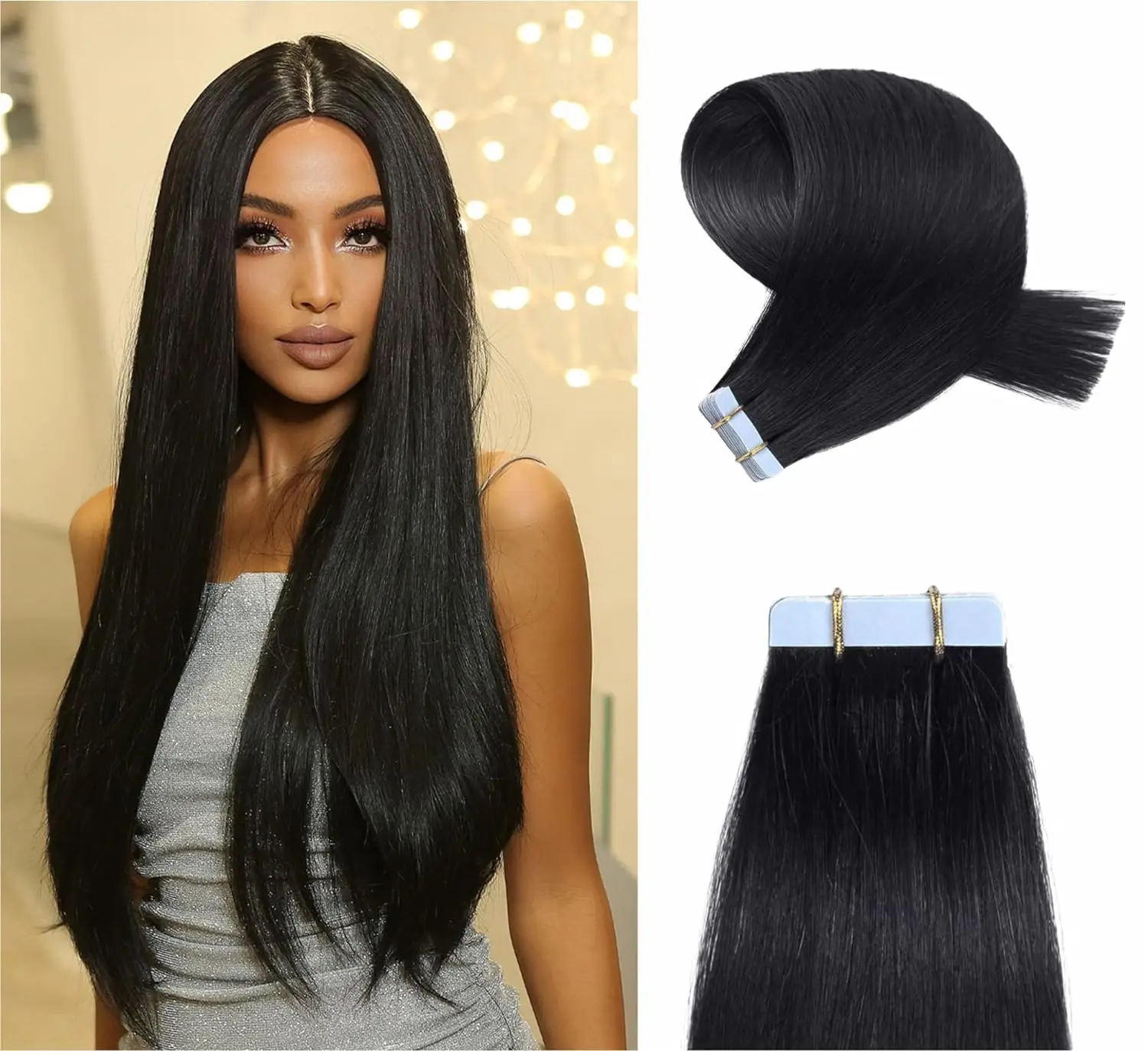 Tape In Straight Human Hair Extensions Brazilian Hair Adhesive Extensions Skin Weft Black Brown 100% Real Human Hair for Women