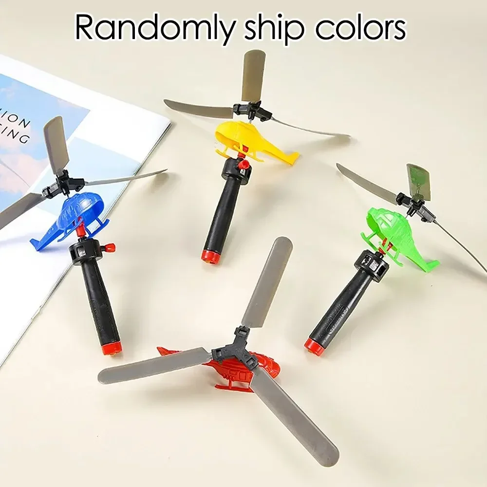 Kids Handle Cable Power Helicopter Cable Helicopter Outdoor Bamboo Dragonfly Fun Flying Toys Small Airplane Toy Child Gift