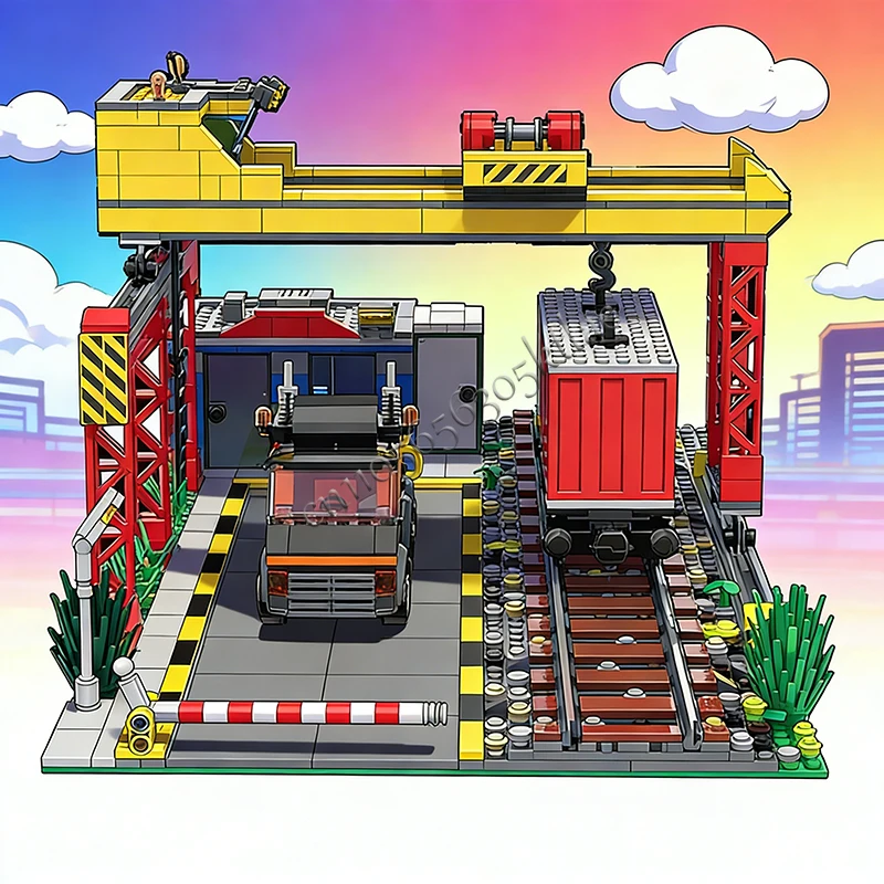1151 PCS City Engineering Cargo terminal MOC Customize Modular Building Block Creative Design Educational DIY Toy Birthday Gift