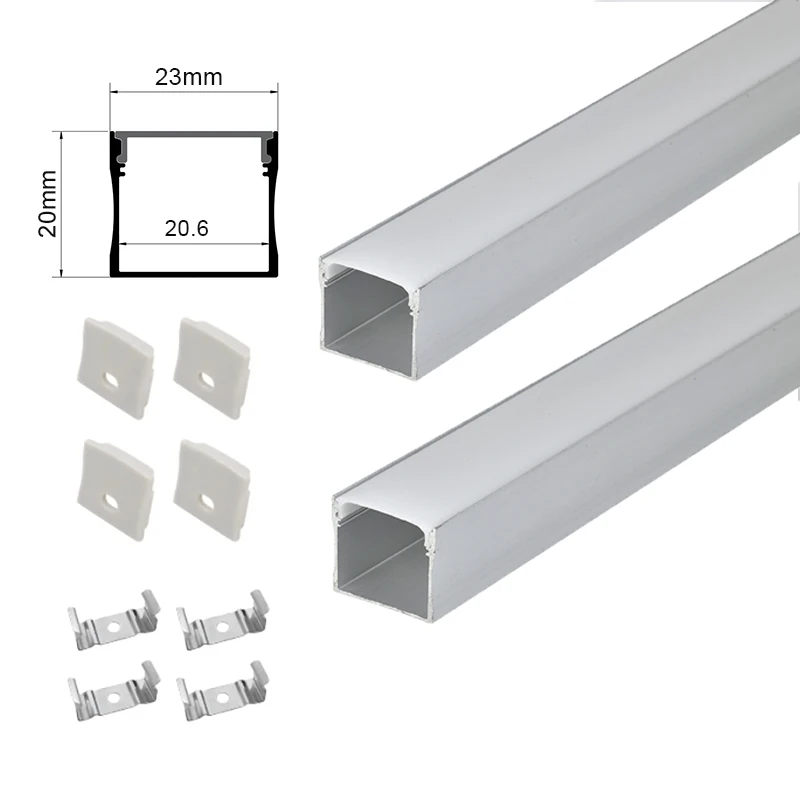 Custom Led Aluminum Profile 20x23mm Silver Surface Mounted Ceiling Kitchen Indoor Linear Lighting