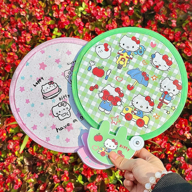 

Portable Folding Fan Kawaii Creative Foldable Fan Cool Summer Hand Fan Flying Disk Pocket Cloth Fan Gifts For Kids