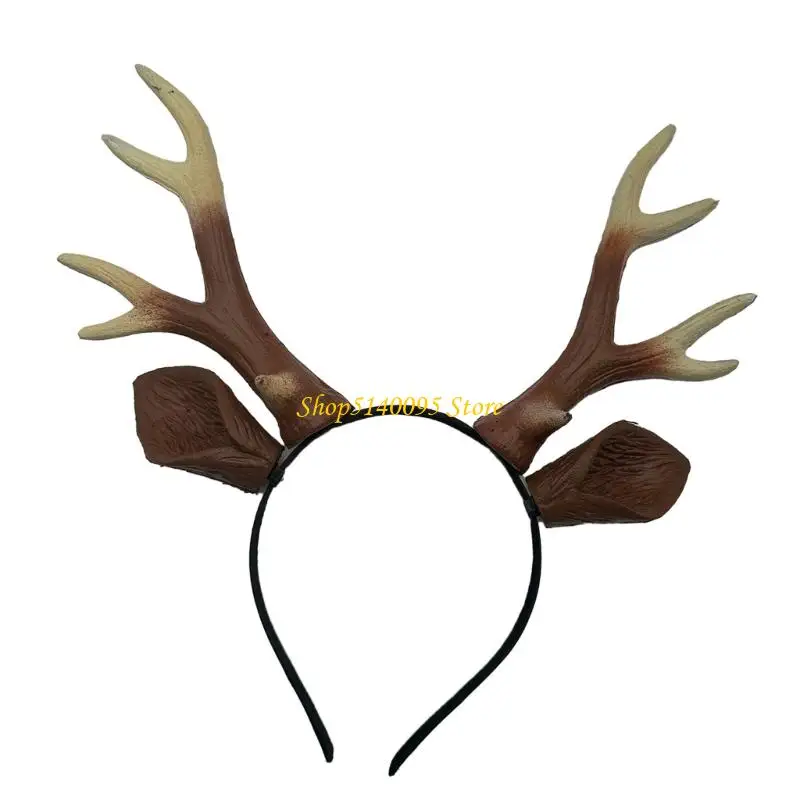 DXAE Animal Deer Ears Hairband Reindeer Antlers Headband Cosplay Halloween Deer Costume Deer Antler Hairband Adult Kids