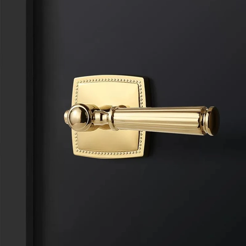 French Golden Magnetic Silent Lock for Bathroom American Wood Door Handle Replaceable Pumpkin Latch Rustproof Heavy Duty