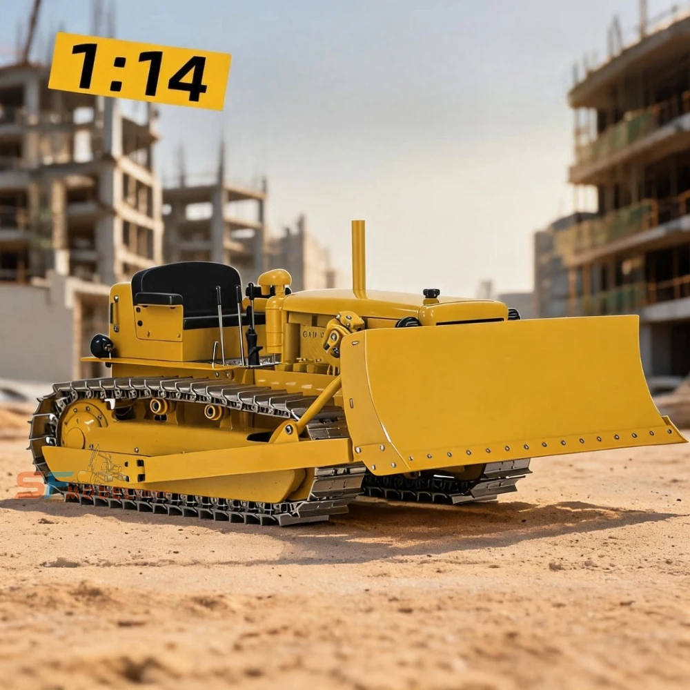 D7 Bulldozer 1/14 Hydraulic RC Bulldozer Metal Simulation Model RTR with Smoker Lighting Sound System Remote Control Truck Toy