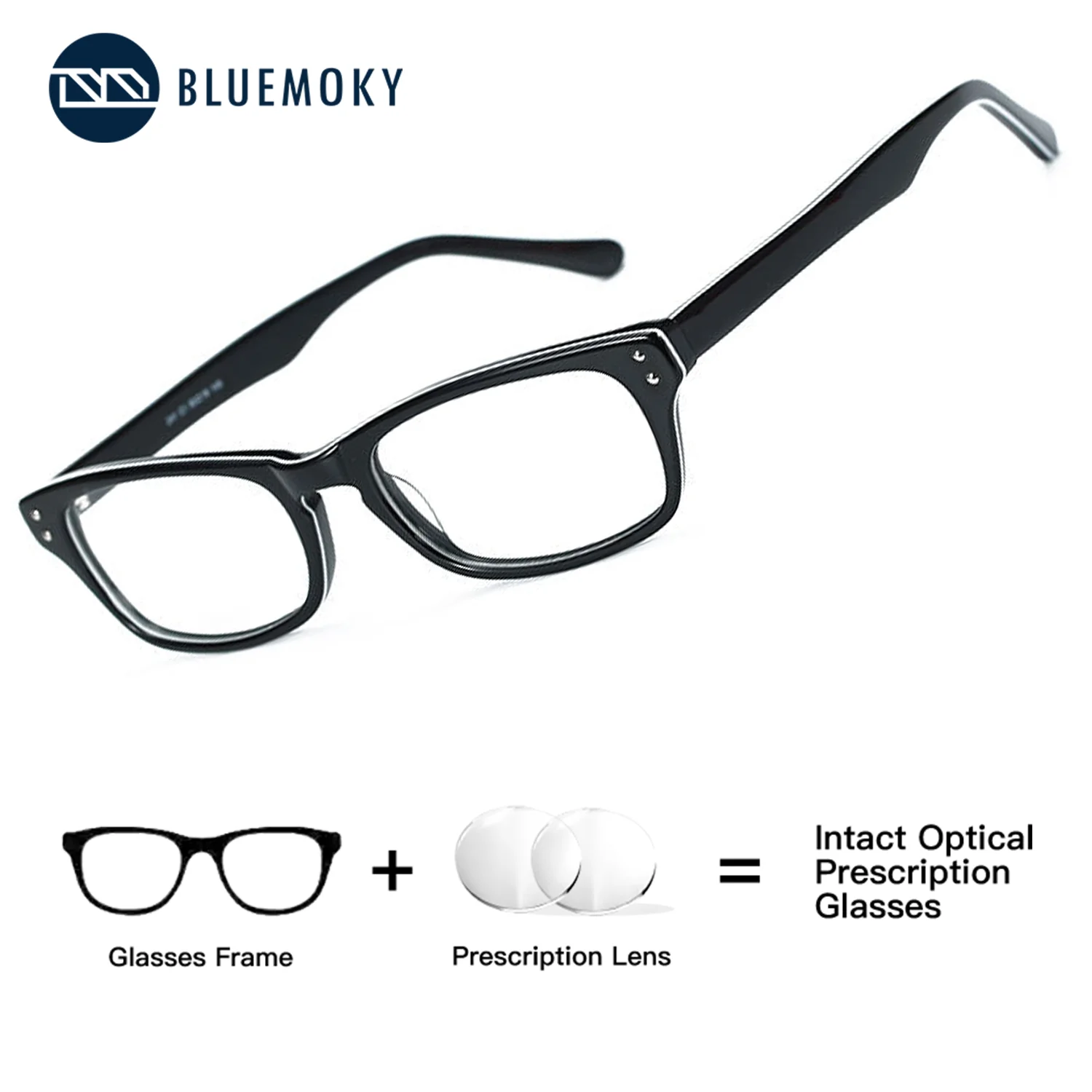

BLUEMOKY Rectangle Acetate Prescription Eyewear Optical Eyeglasses Blue light Blocking Photochromic Myopia Glasses Woman