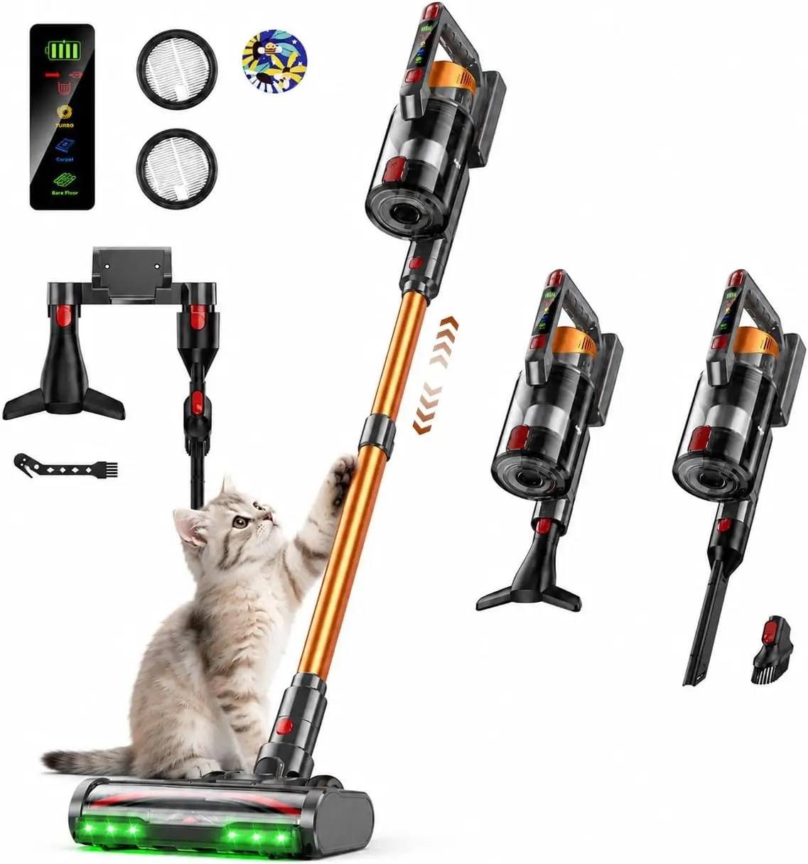 650W Cordless Vacuum Cleaner with 55KPa Powerful Suction, 70-Minute Runtime, and LED Headlight