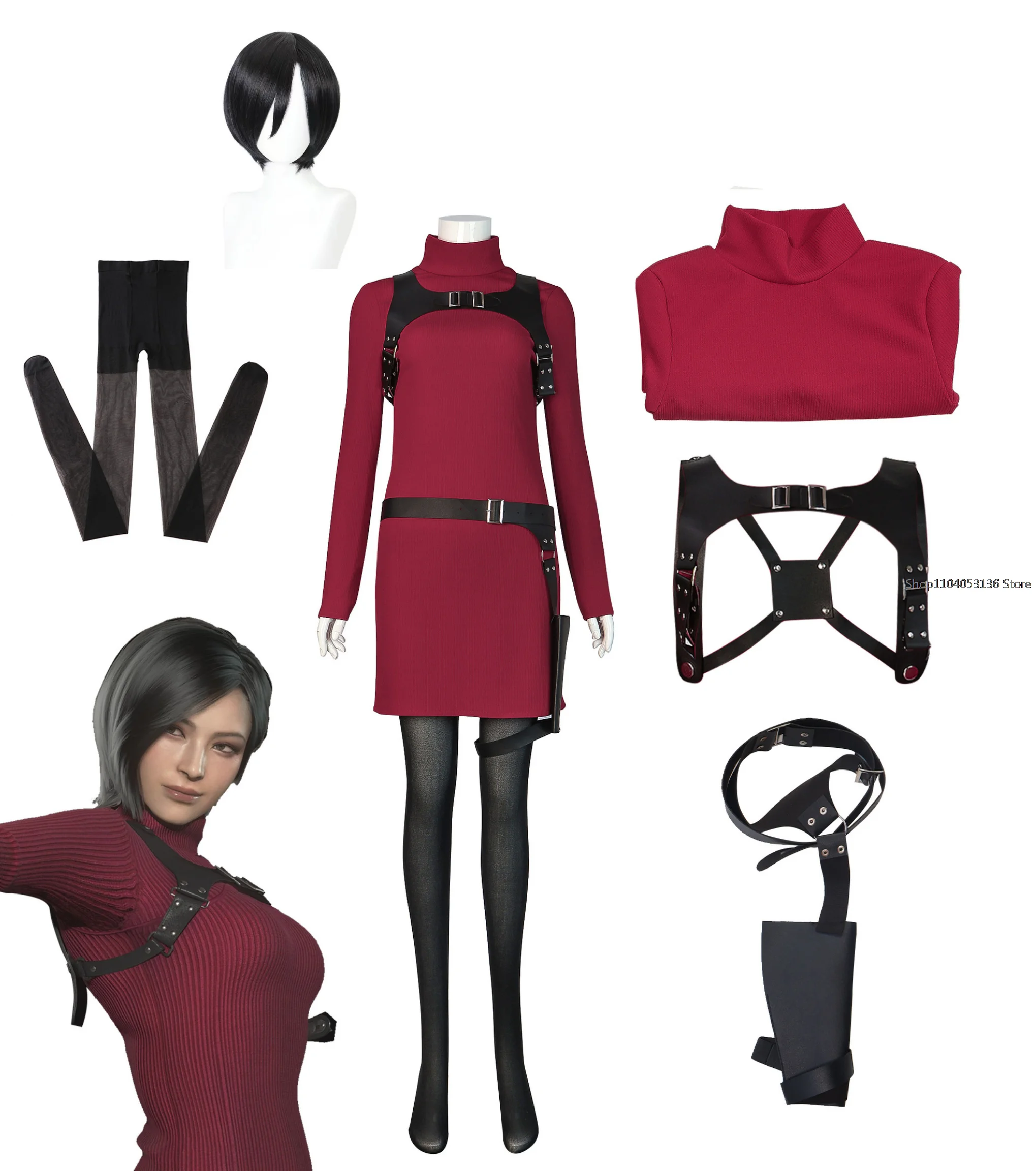 Weibliche Resident ada Wong Cosplay 4 Kostüm Kleid Gürtel Outfits Fantasia Halloween Karneval Verkleidung Anzug für erwachsene Frauen Mädchen