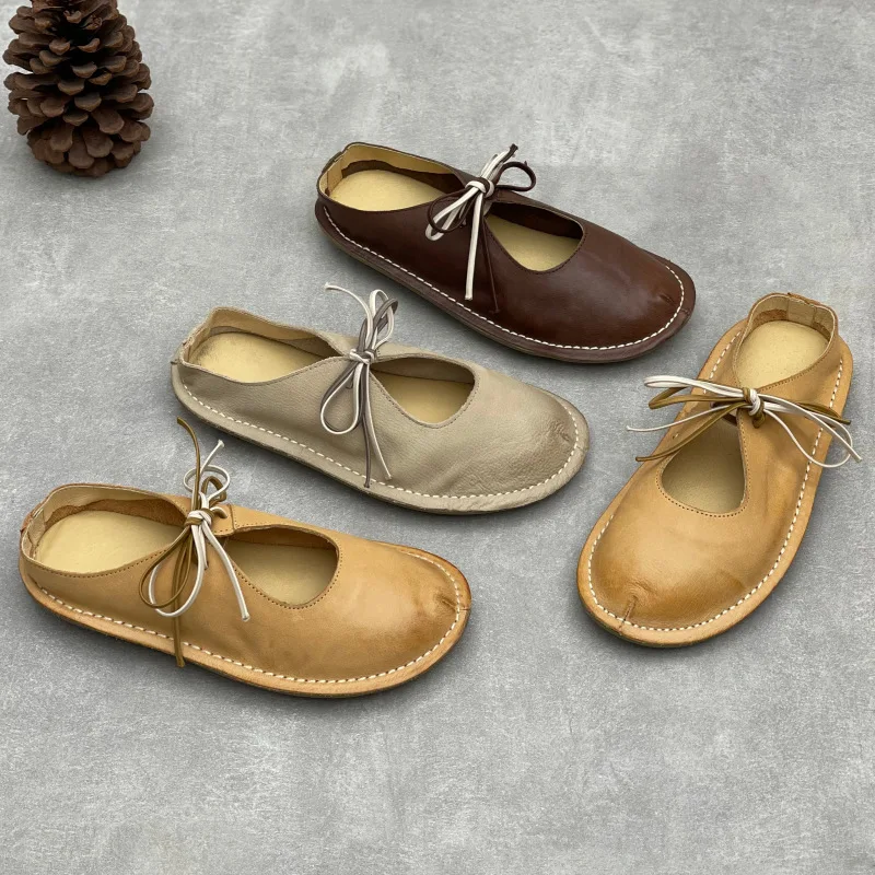 

Soft Cow Leather Woman Half Shoes Luxury Handmade Quality Genuine Leather 2026 Summer Fashion Outdoor Ladies Flat Slippers Shoes