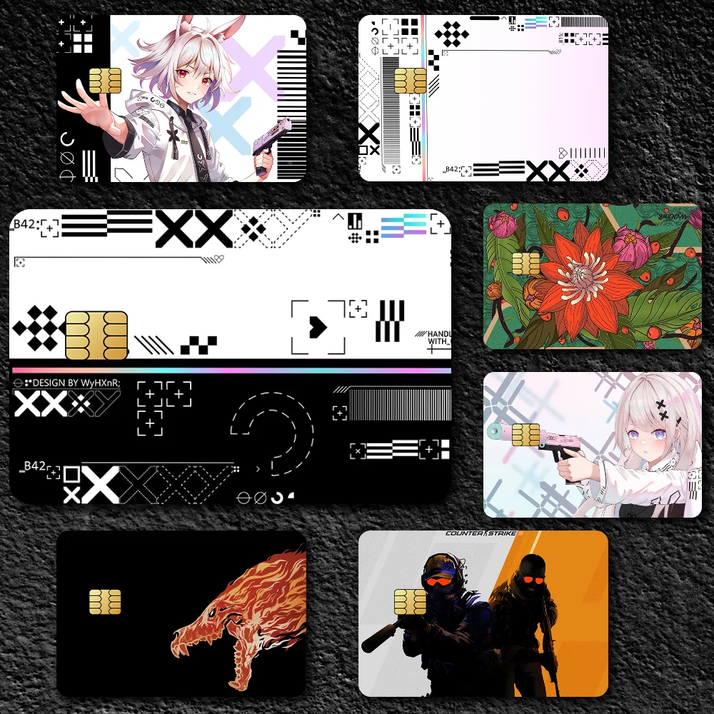 CSGO 2 Printstream Howl Wild Lotus Film Skin Cover Credit Card Stickers 4PCS Debit Front Decoration Bank Bus Pass Waterproof