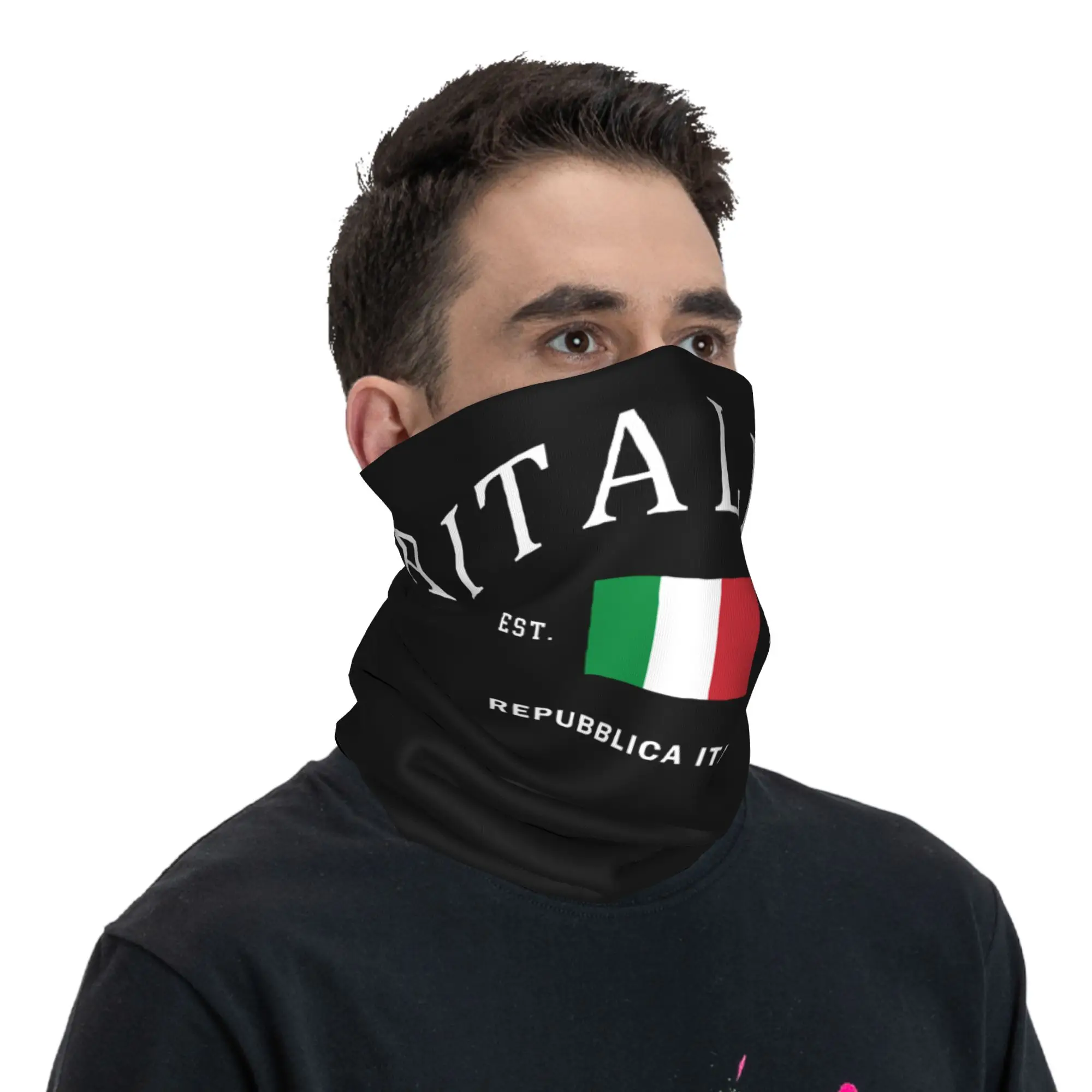 Italy Flag Neck Warmer Gaiter Windproof Hiking Bandana Multi-functional Tube Scarf Italian Patriotic Pride Face Mask Shield