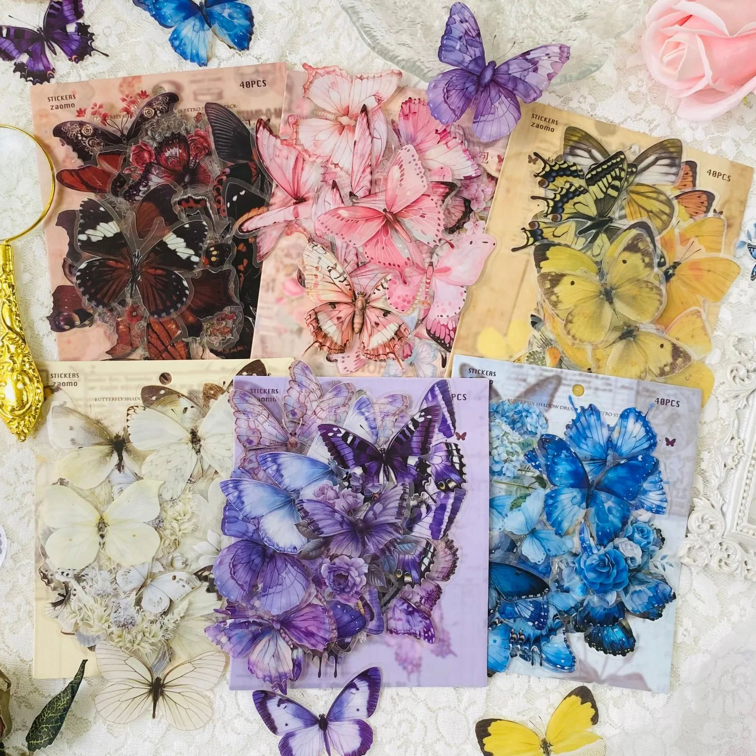 Journamm 40 قطعة ET ملصقات الفراشة لوازم سجل القصاصات مواد حساب اليد الإبداعية الديكور ملصقات صناعة يدوية مجلة غير المرغوب فيه #1