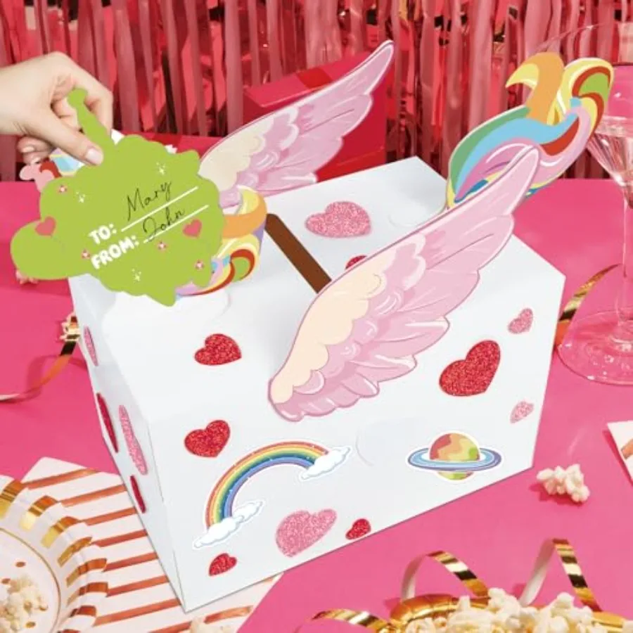 صندوق بريد عيد الحب مع 48 بطاقة تهنئة لعيد الحب، صندوق بطاقات عيد الحب للفصول الدراسية المدرسية للأولاد والبنات، تبادل الهدايا