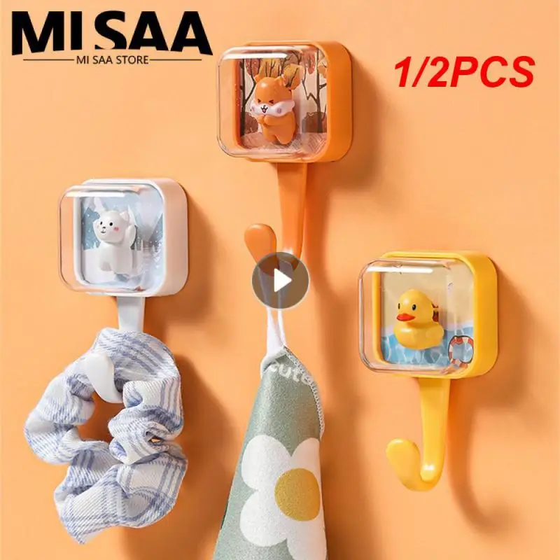 

1/2PCS Can Be Reused Fun Hook Funny Animal Designs Reusable Sticky Hooks Home Storage Popular Solid Sticky Hook Strong Adhesive