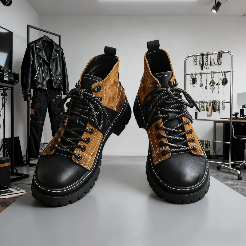 

High Quality Wear-resisting Men Work Safety Boots Cow Suede Leather Vintage Lace Up Men Outdoor Rubber Ankle Boots Botas Hombre