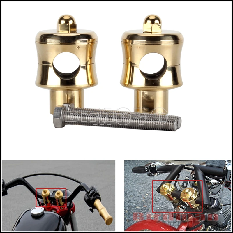 

1 Pair Universal Motorcycle Brass 1" 25mm Low Handlebar Risers Clamp For Harley Honda Yamaha Suzuki Kawasaki BMW Cafe Racer