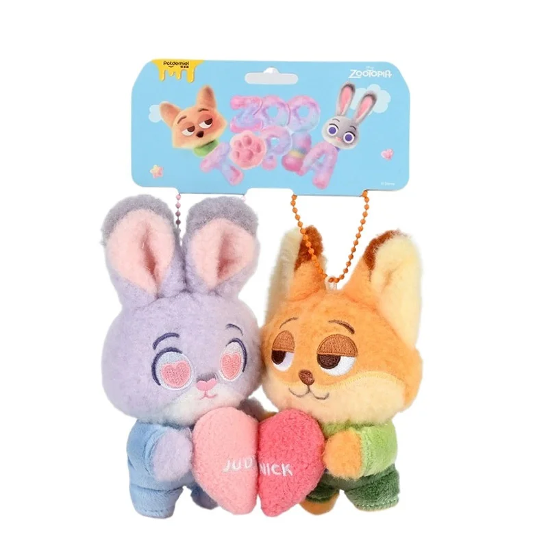 디즈니 Zootopia Judy Nick 마그네틱 플러시 키 체인 여자를위한 정통 배낭 펜던트 선물 박제 동물 장난감