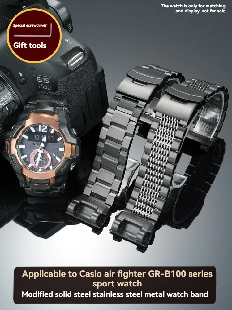 Airmaster refit Steel Watch Band For Casio G-SHOCK 2rd New Generation Mudmaster GR-B100/GB Replacement strap watch Accessories