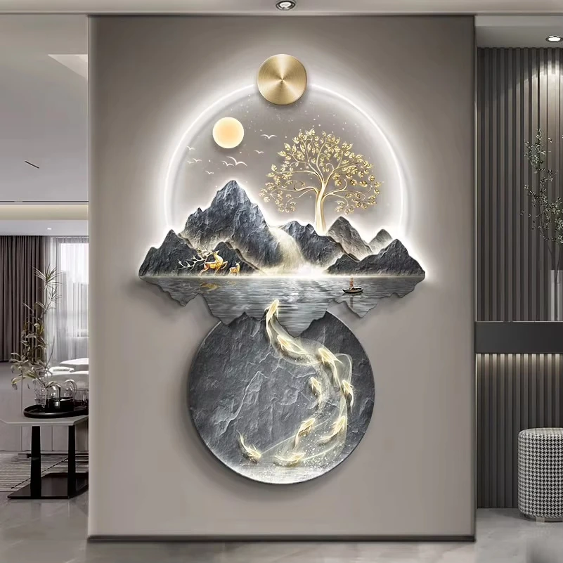 

Chinese Wall Painting With Lights Simple Modern Hanging Home Decoration For Corridor Aisle Upscale Living Room Wall Decorations