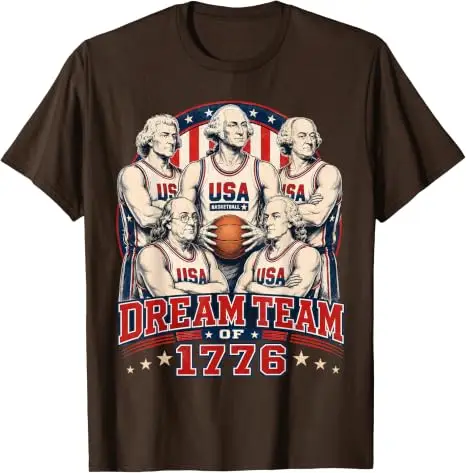 Dream Team of 1776 America 4th of July Independence Team T-Shirt Y2k George Washington USA Basketball Team Graphic Herrenbekleidung – Detail 11