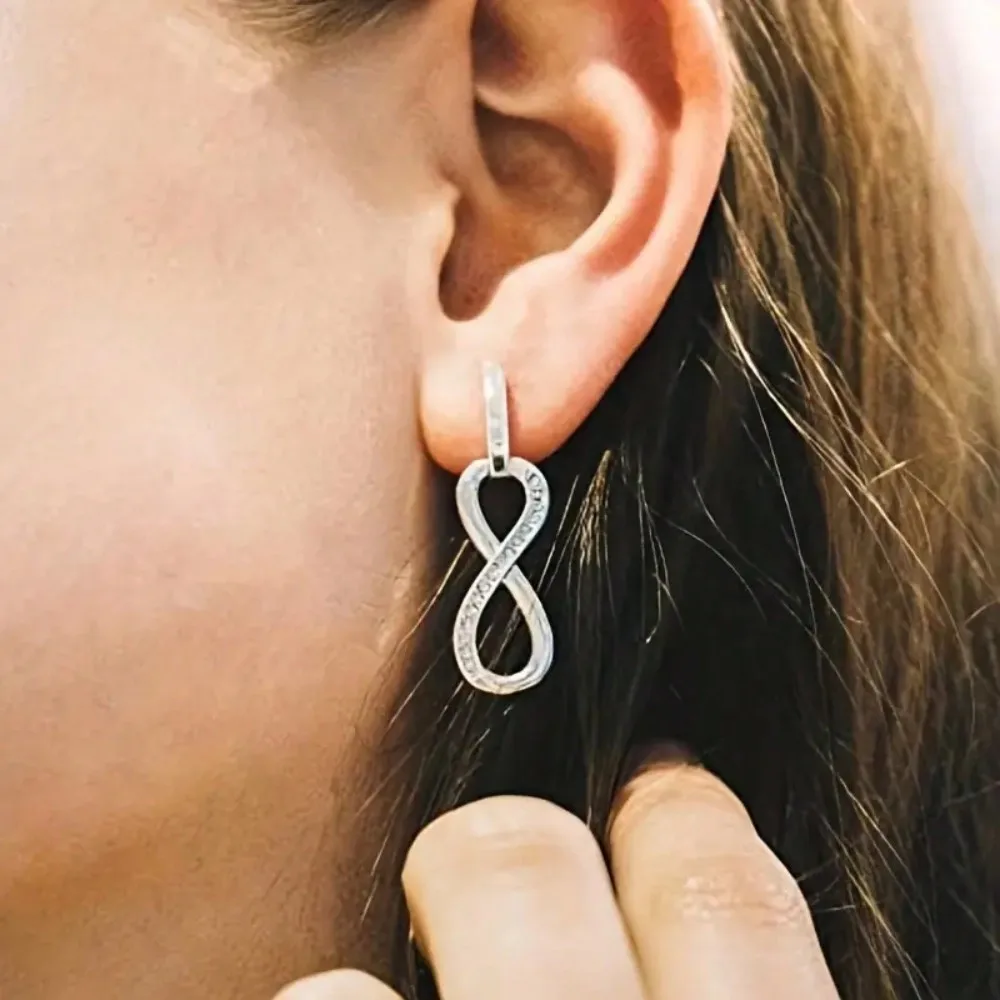 أقراط متدلية بتصميم علامة إنفينيتي الإبداعية، أسلوب بسيط أنيق مع أقراط لامعة، أذن الحب الأبدي - بدون صندوق #1