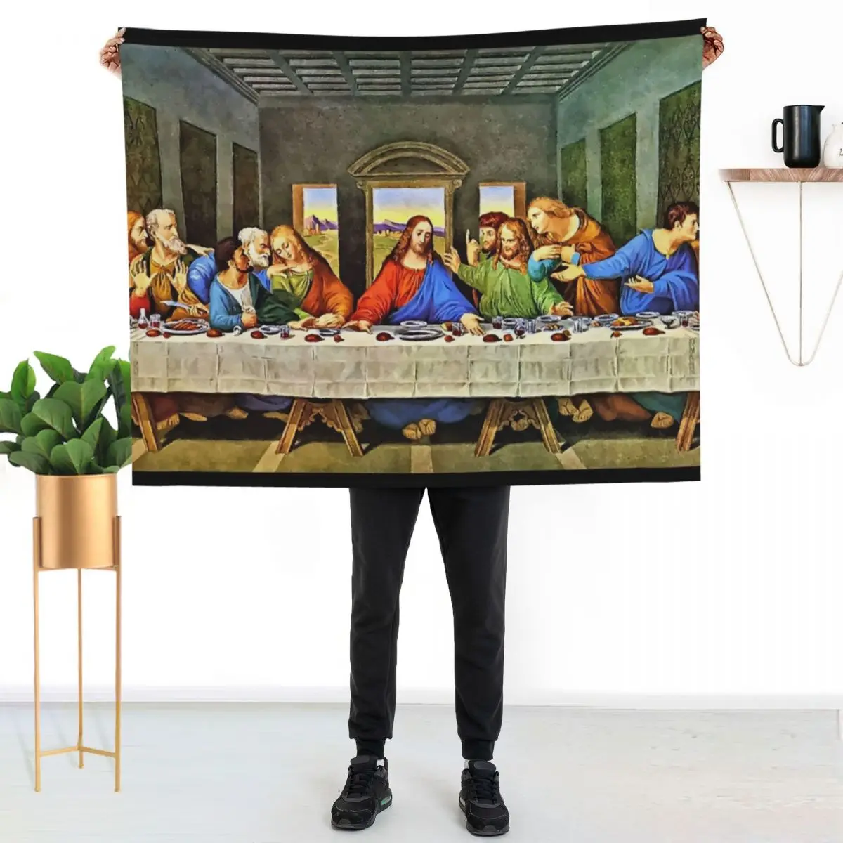 

Original Last Supper Painting Throw Blanket Portable Lightweight Blanket for Travel Camping