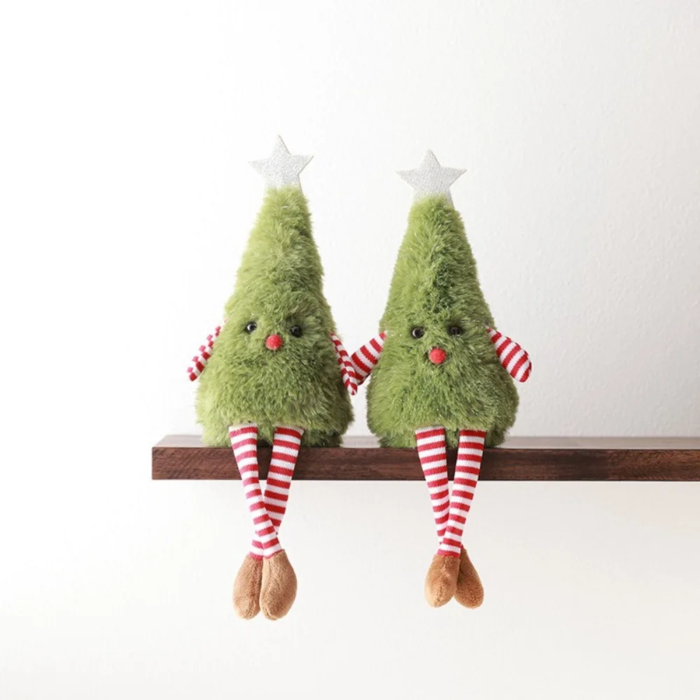 Cute Furrly Christmas Tree Polyester Fabric Xmas Tree Hanging Ornament Gingerbread Christmas Decorations Couple