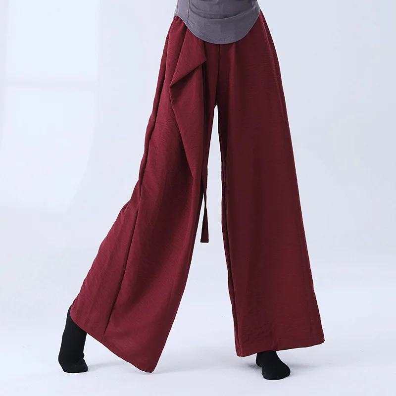 Брюки для современного танца, женские струящиеся широкие брюки для классической практики, свободная удобная тренировочная танцевальная одежда для взрослых