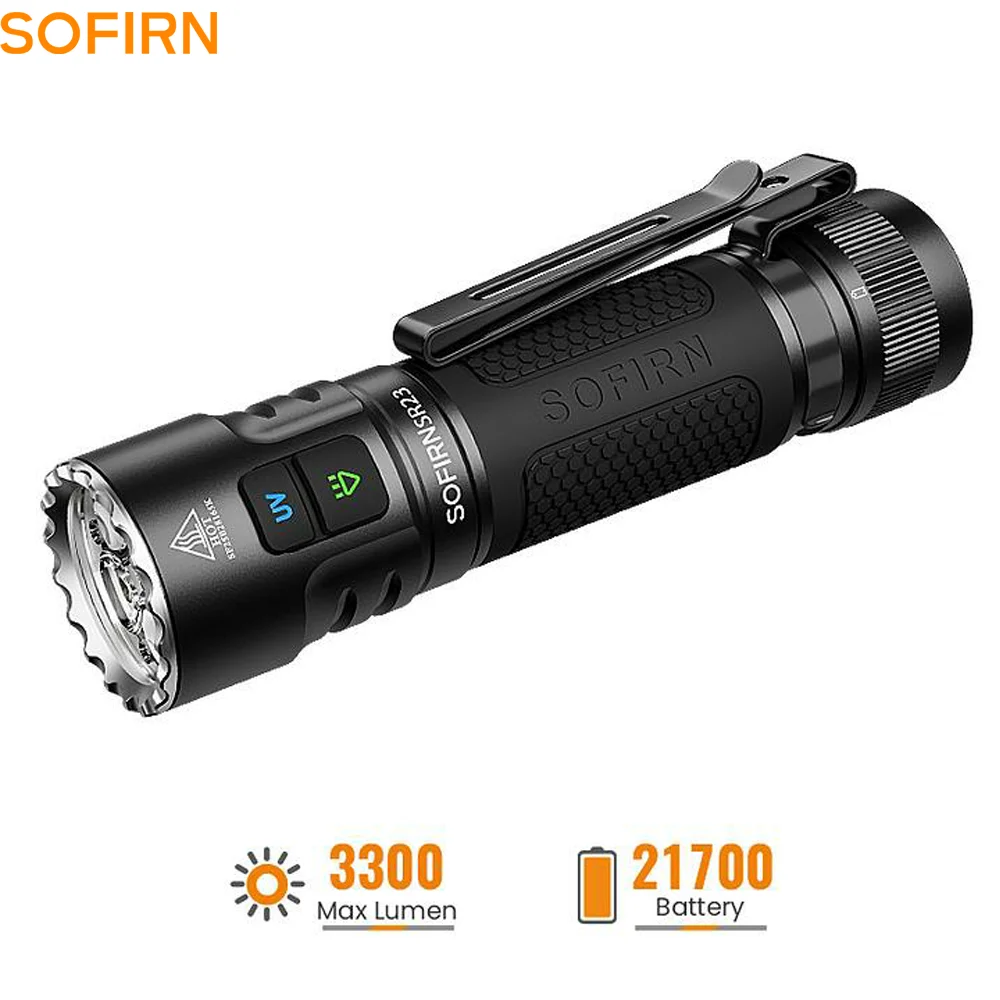 New SOFIRN SR23 EDC 3000LM 6500K Flashlight 365nm UV SST08 21700 Torch USB-C Rechargeable Light With Dual Switch