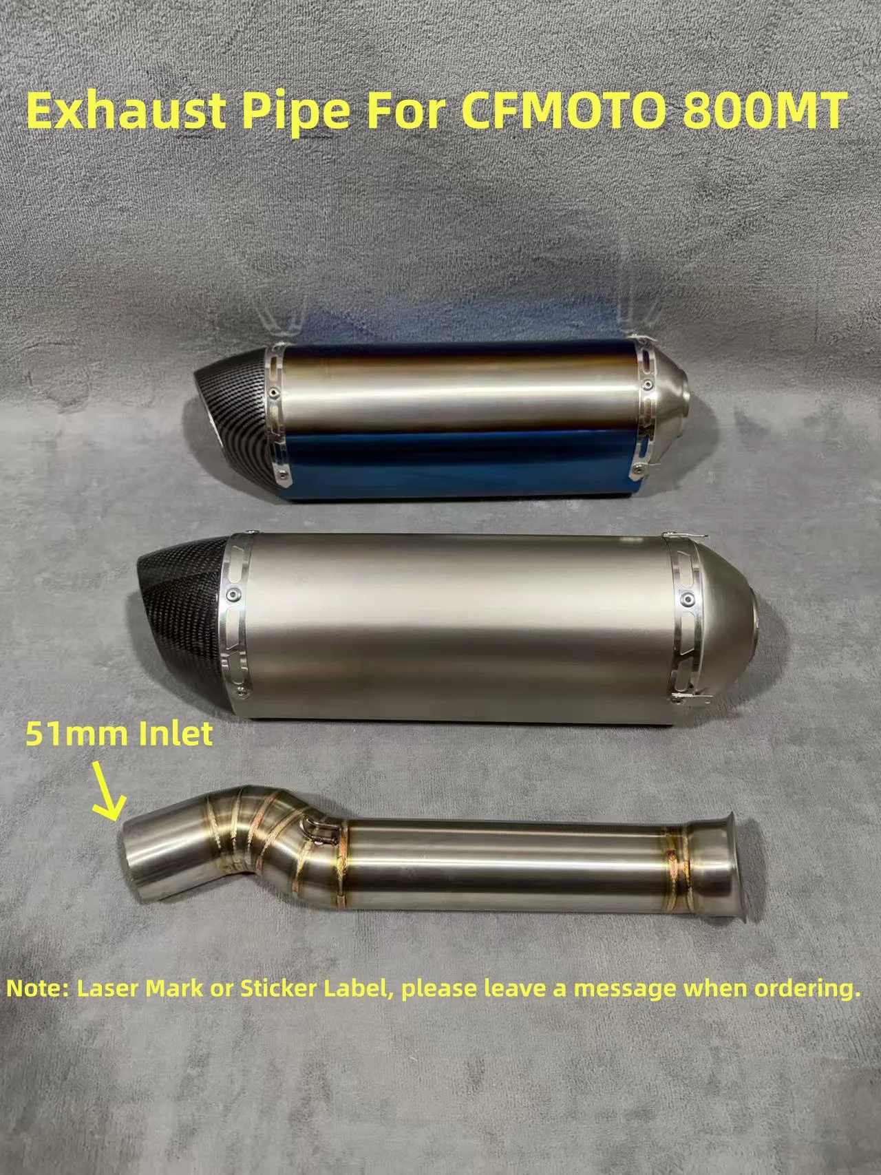 For  CFMOTO800MT  Motorbike Modify Slip On Line Exhaust Kit Middle Pipe Escape Muffler with DB Killer