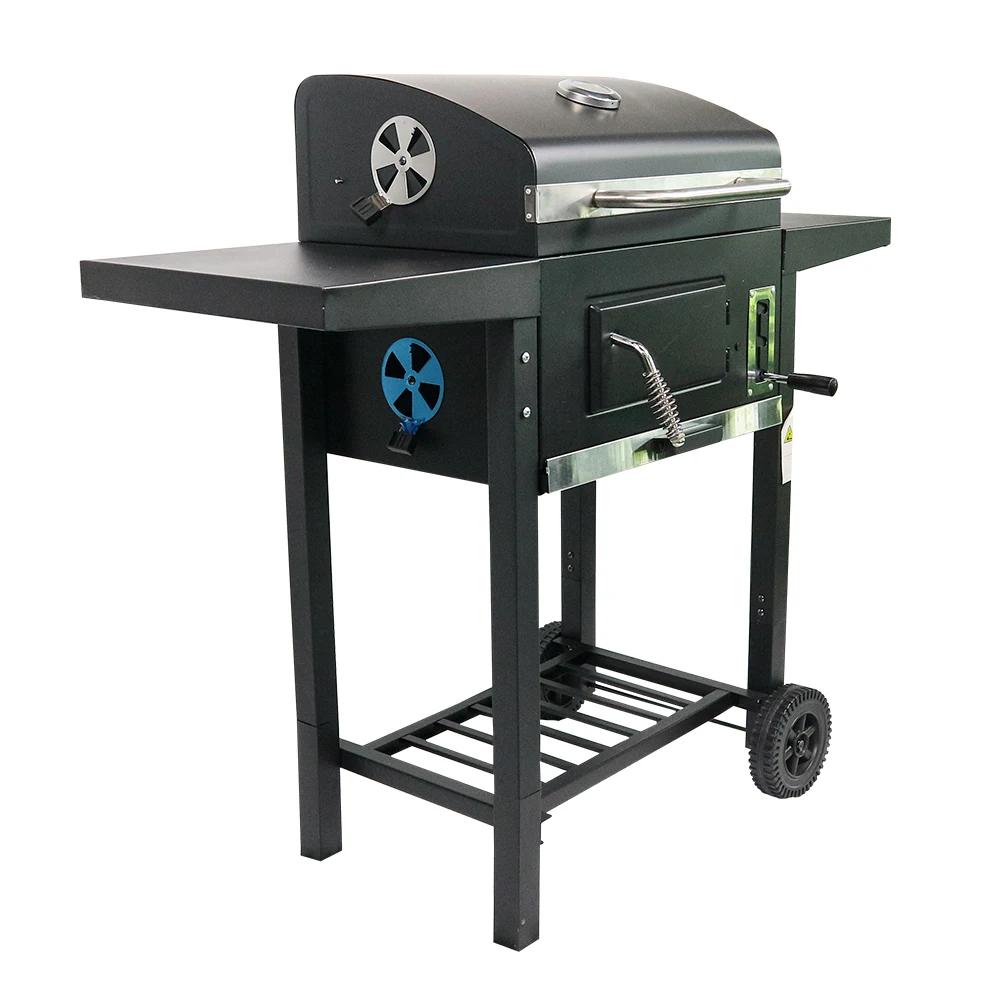 Household Modern Steel Powder Coated Charcoal Barbecue Grill with Remote Control Patio Outdoor Trolley Grill