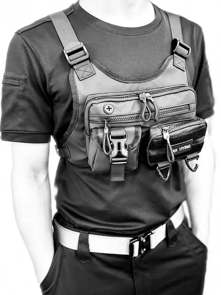Street Trendy Functional Chest Bag 2nd Gen Tactical Cargo Cycling Pack Ins Motorcycle Vest Bag Stylish Chest Pouch