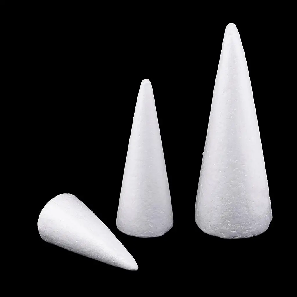 6x3x Cone Polystyrene Foam Styrofoam 3 Sizes for DIY Crafts Xmas Tree Decor - view 4