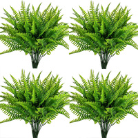 4 Bundles Artificial Plants Fake Boston Ferns Bushes Faux Shrubs Greenery UV Resistant Plant for Home Garden Outdoor Yard Decor