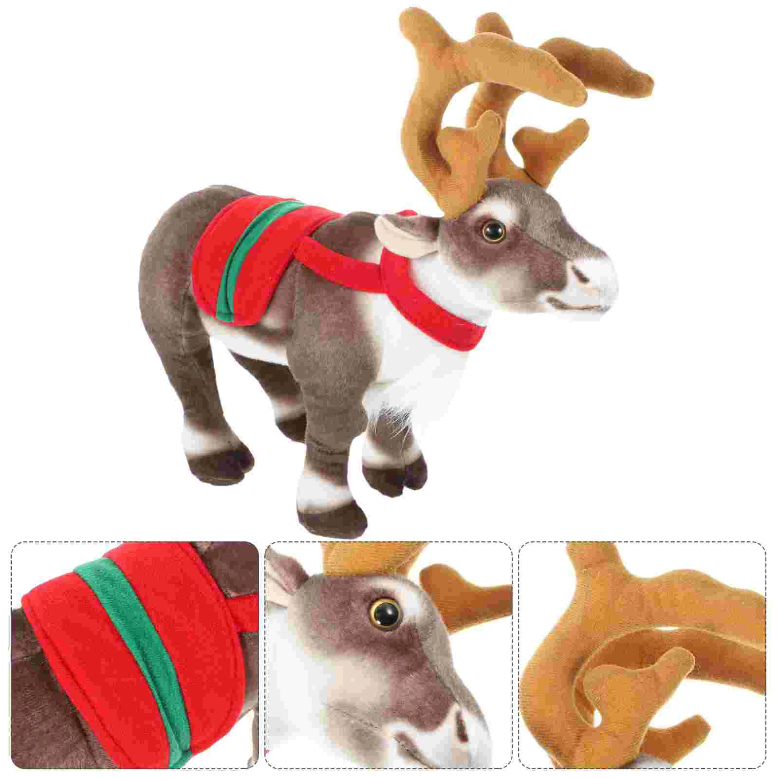 Christmas Small Reindeer Ornaments Plush Toy Birthday Decoration for Boy Animals Decorations Indoor Short