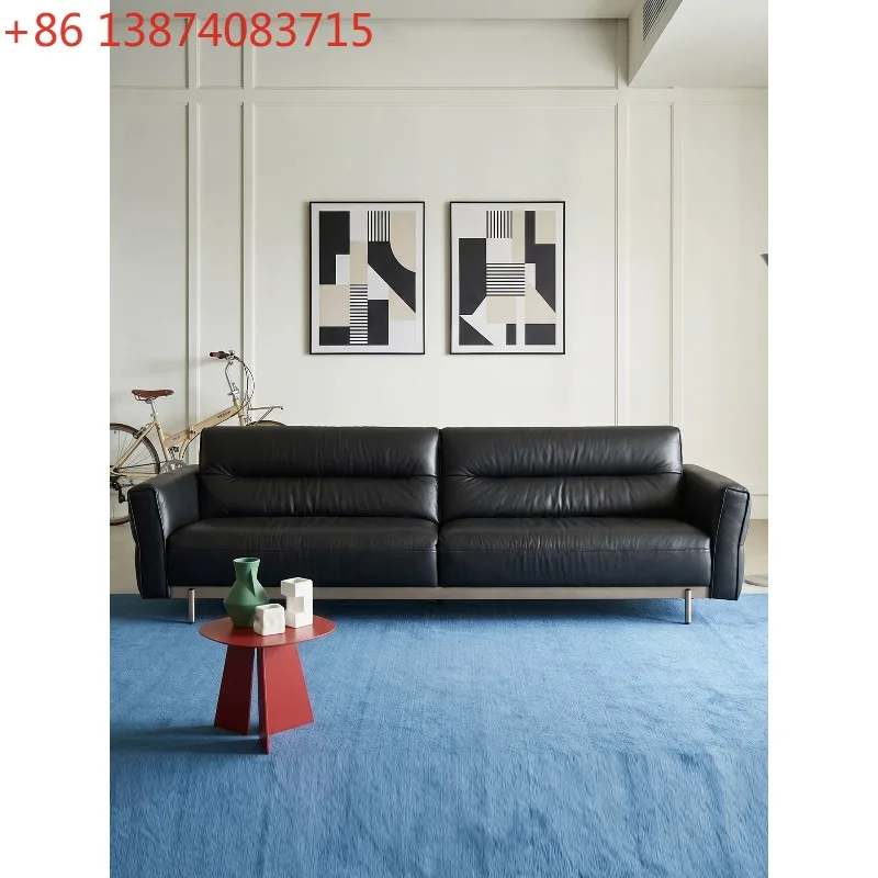 Medieval style sofa, all leather first layer drop pattern leather sofa, high rest
