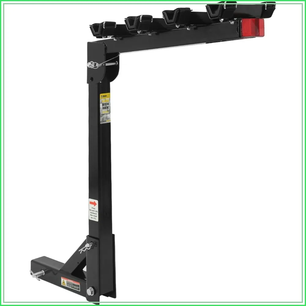 

Hitch Mount 4 Bike Rack 150 lb Capacity Heavy-Duty Swing Down Design Fits Cars Trucks SUVs Minivans Safety Reflector Easy Install