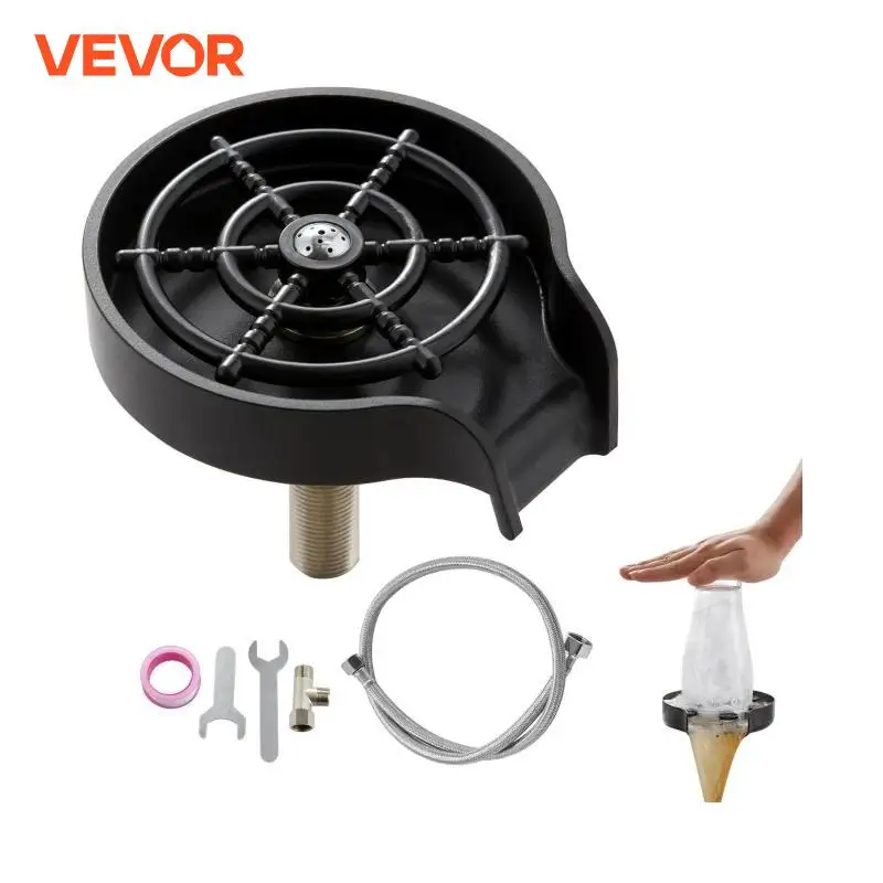 VEVOR Glass Rinser 10 Powerful Spraying Jets 360° Rotating Cup Rinser for Sink ABS Kitchen Sink Faucet Cup Washer ABS Cup Holder